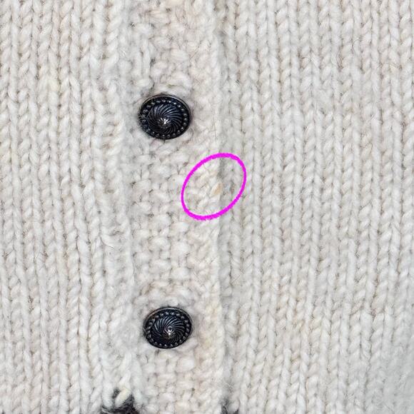 Vintage Nordic Icelandic 100% Wool Hand Knit Button Front Cardigan Sweater Sz M - Picture 11 of 11